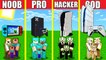 Minecraft Battle_ CONSOLE HOUSE BUILD CHALLENGE - NOOB vs PRO vs HACKER vs GOD _ Animation PS XBOX