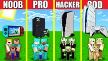 Minecraft Battle_ CONSOLE HOUSE BUILD CHALLENGE - NOOB vs PRO vs HACKER vs GOD _ Animation PS XBOX