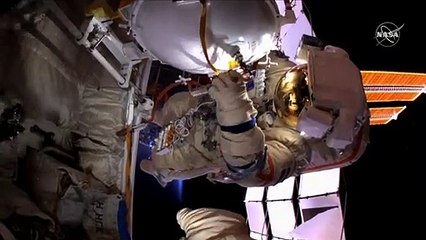 Cosmonauts conduct spacewalk from the ISS