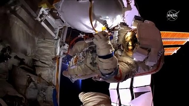 Cosmonauts conduct spacewalk from the ISS