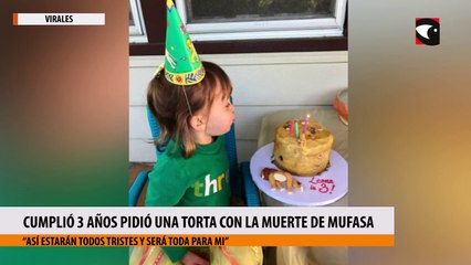 Cumplió 3 años pidió una torta con la muerte de Mufasa