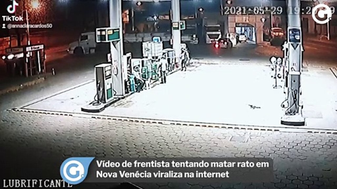 Vídeo de frentista tentando matar rato em Nova Venécia viraliza na internet