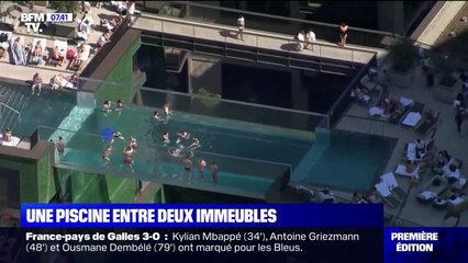 Cette nouvelle piscine suspendue à 35 mètres du sol permet de nager entre deux immeubles à Londres