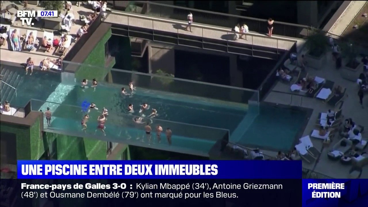 Cette nouvelle piscine suspendue à 35 mètres du sol permet de nager entre deux immeubles à Londres