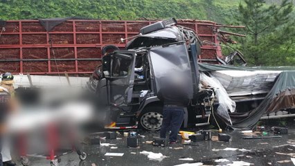 갓길에서 정비하던 트럭을 25톤 트럭이 덮쳐 2명 사상 / YTN