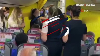 Uçakta gergin anlar! Şüpheli polis tarafından indirildi