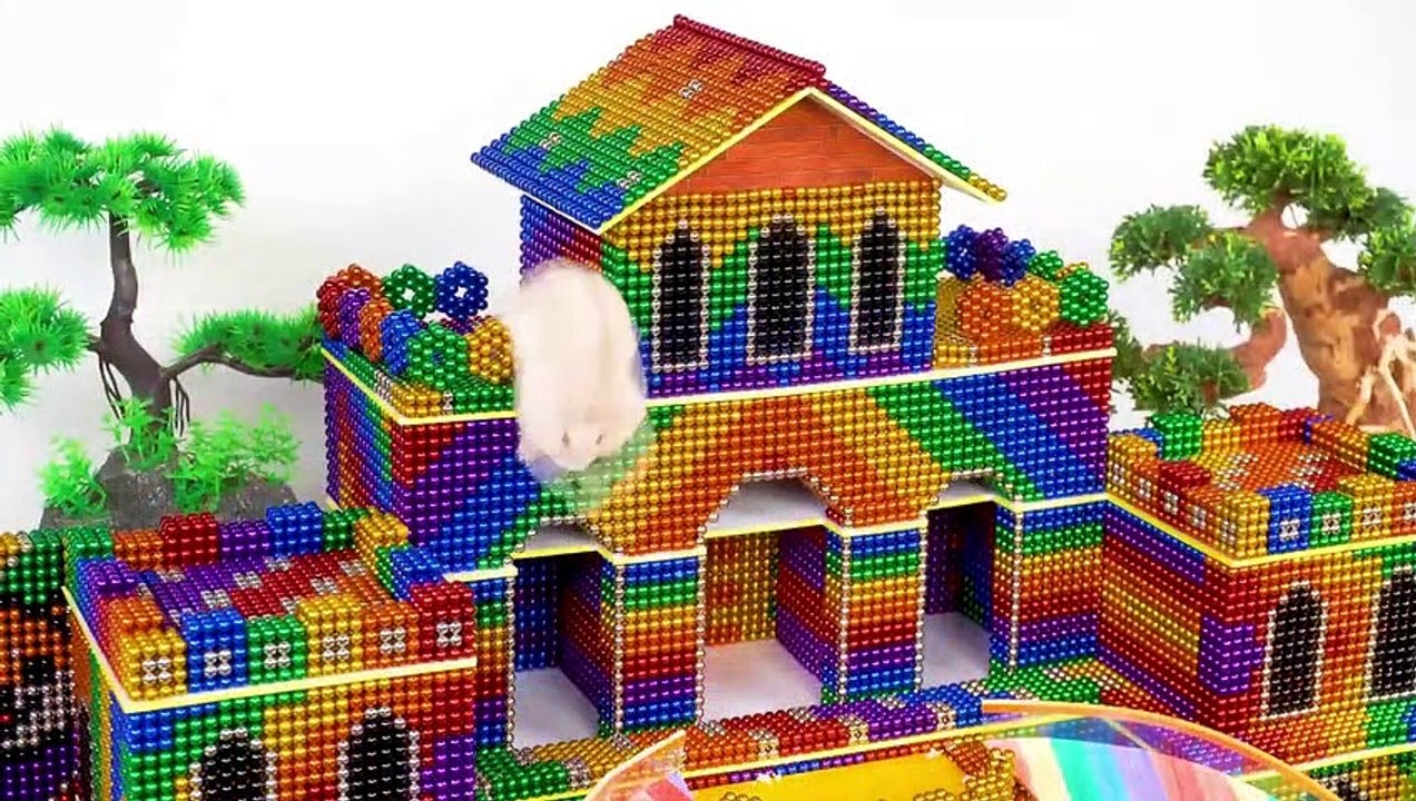 Magnet Satisfying Video  Build Amazing Castle House has a Ball Pool and a Slide for Hamsters