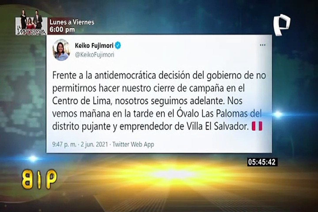 Keiko Fujimori cerrará su campaña electoral en Villa El Salvador
