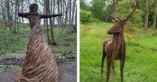 Cette artiste crée des sculptures grandeur nature avec des tiges de saule cultivées en Angleterre