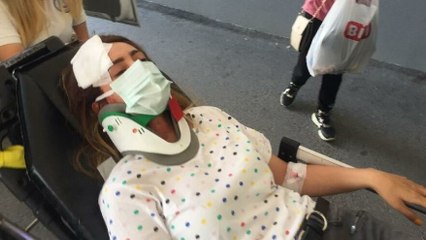 Kaldırımda yürürken başına merdiven düştü