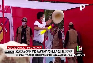 Transparencia aclara a Castillo que presencia de observadores internacionales está garantizada