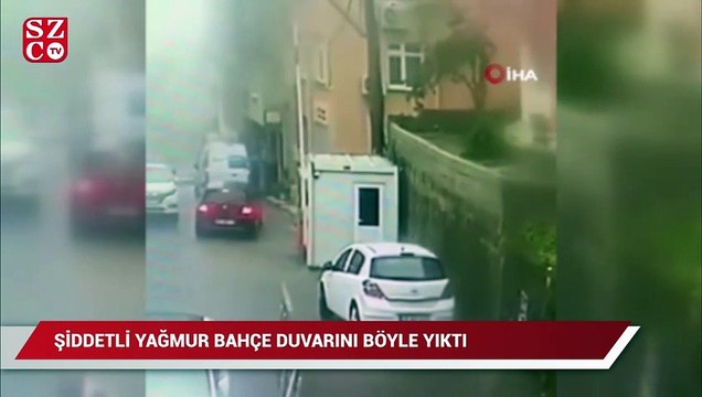 Giresun’da şiddetli yağmur sonrası bahçe duvarı yıkıldı