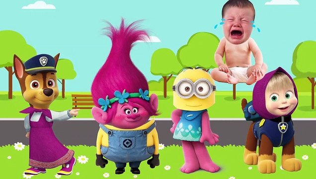 Wrong Heads Crying Baby with Trolls Minions Paw Patrol Masha and Bear Nursery Rhymes