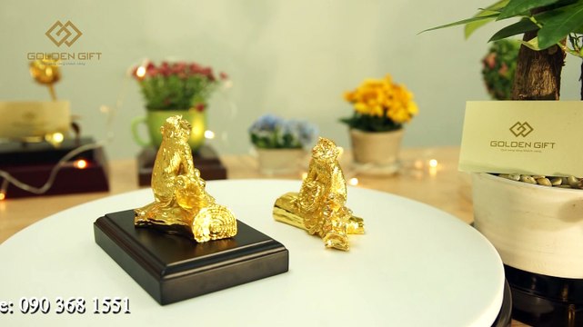 Tượng Khỉ phong thuỷ mạ vàng 24K - Golden Gift Việt Nam