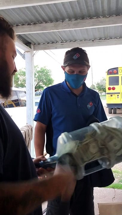 Delivery Driver Takes Tip With Tongs