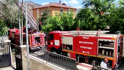 Bina ve okulun tahliye edildiği yangın böyle söndürüldü