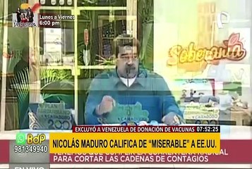 Maduro calificó de “miserable” a EEUU por excluir a Venezuela en donación de vacunas