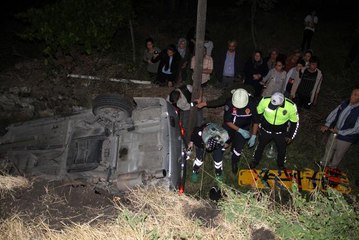 Kontrolden çıkan otomobil uçuruma düşüp ters döndü: 3 ağır yaralı