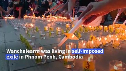 Protesters hold vigil to commemorate the abduction of Thai activist