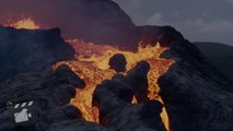 Espectaculares  cascadas de lava del volcán islandés