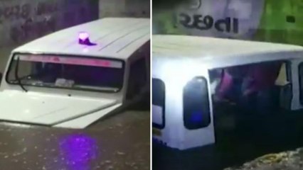 Gujarat: Ambulance trapped in underpass due to waterlogging