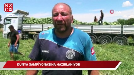 Dev karpuzlarla idman yapıp dünya şampiyonasına hazırlanıyor