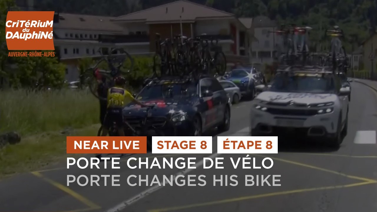 #Dauphiné 2021- Étape 8 / Stage 8 - Porte change de vélo / Porte changes his bike