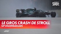 L'énorme crash de Stroll dans la ligne droite - GP d'Azerbaïdjan