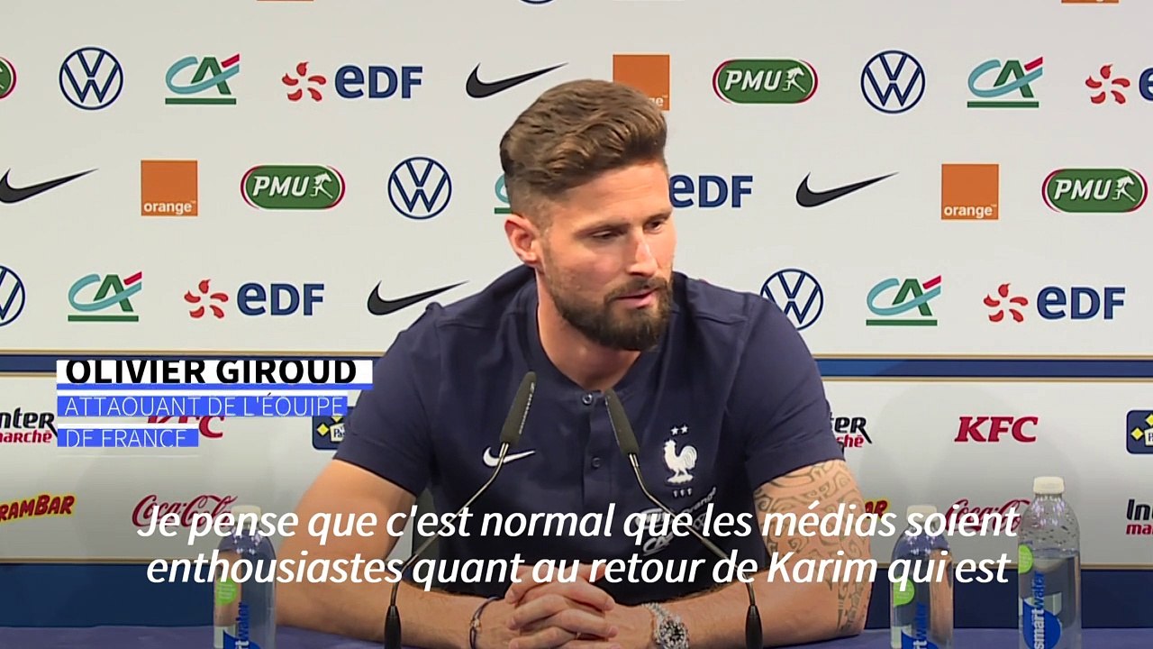 Football: "Karim est une arme supplémentaire pour l'équipe de France", selon Giroud