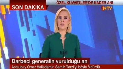 Ömer Halisdemir'in darbeci haini alnından vurduğu an