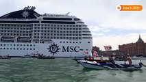 Cruise ship leaves Venice amid protest