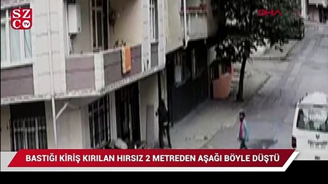 Hırsızın bastığı kiriş kırılınca 2 metreden böyle düştü