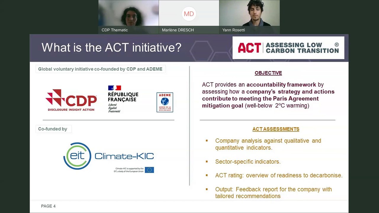 ACT – Assessing low-Carbon Transition: launch of the Chemicals methodology public consultation and road test with companies