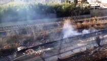 Palermo - Incendio di sterpaglie e rifiuti vicino autostrada (07.06.21)