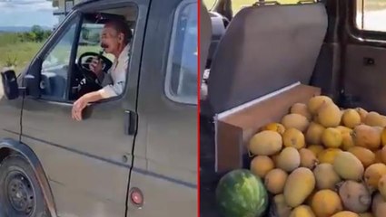 Karpuz ve kavunlarını şarkılar eşliğinde satan adamın videosu gündem oldu