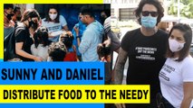 Sunny Leone and hubby Daniel Weber distribute food packets to the needy