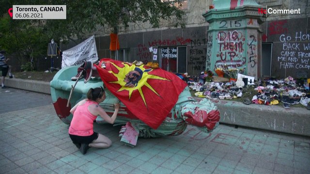 Statue of Residential Schools architect toppled by protesters in Toronto