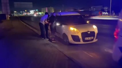 'Dur' ihtarına uymayan şüpheli, polis otosuna çarptı