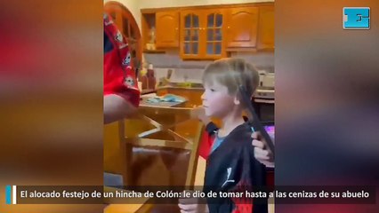El alocado festejo de un hincha de Colón le dio de tomar hasta a las cenizas de su abuelo