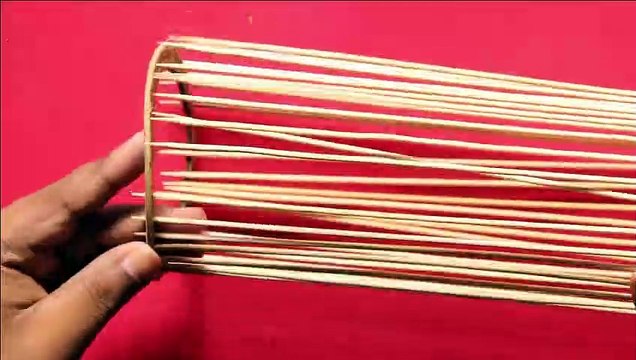 How To Make Flower Vase With Bamboo Chops Sticks | Diy Flower Pot | Bamboo Sticks Flower Pot Design
