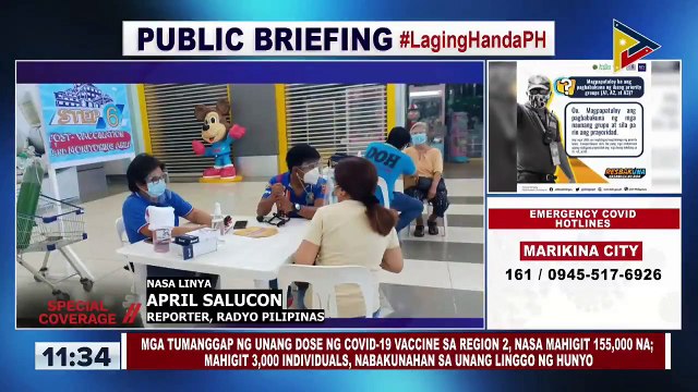 Mga tumanggap ng unang dose ng COVID-19 vaccine sa Region 2, nasa mahigit 155,000 na; mahigit 3,000 individuals, nabakunahan sa unang linggo ng Hunyo