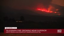 Telegraph fire growing near Superior