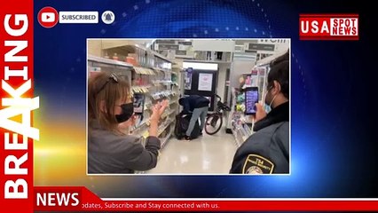 Brazen shoplifter loads up at Walgreens in front of security, leaves on bike