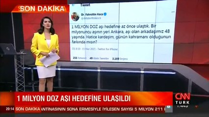 Son dakika... Bakan Koca duyurdu: 1 milyon doz aşı hedefine az önce ulaştık