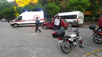 Kask motosiklet sürücüsünün hayatını kurtardı