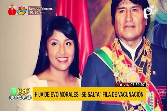 Escándalo en Bolivia: Hija de Evo Morales se vacunó contra la covid-19 antes de tiempo