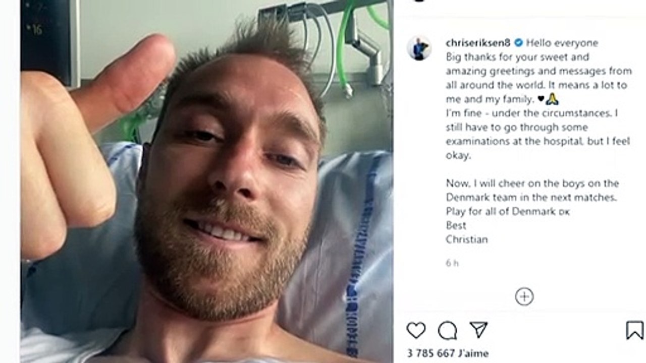 Eriksen, hospitalizado, afirma que está 'bem'