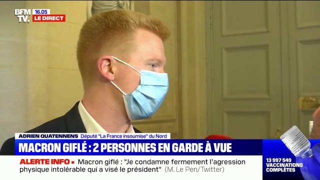 Macron giflé: Pour Adrien Quatennens, en démocratie, en République, on règle ses comptes avec des arguments et des bulletins de vote, pas par la violence