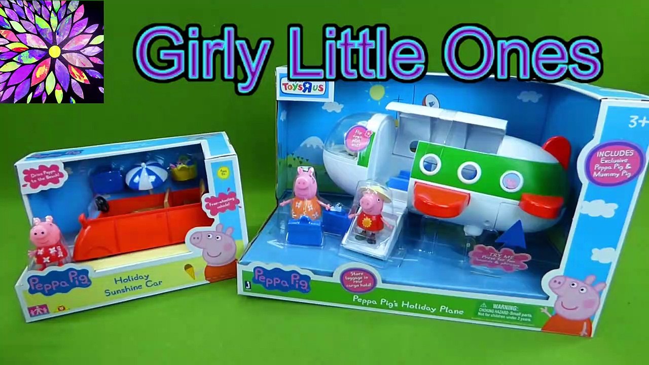 Peppa Pig Toys Holiday Plane Sunshine Red Car Beach Vacation Trip Daddy Mummy Pig George Toys Video