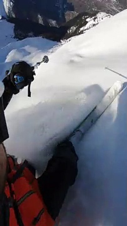 Skier Dragged Down the Mountain by an Avalanche